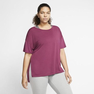 Top Nike Yoga Maneca Scurta (Plus Size) Dama Rosii Gri | XALF-61745